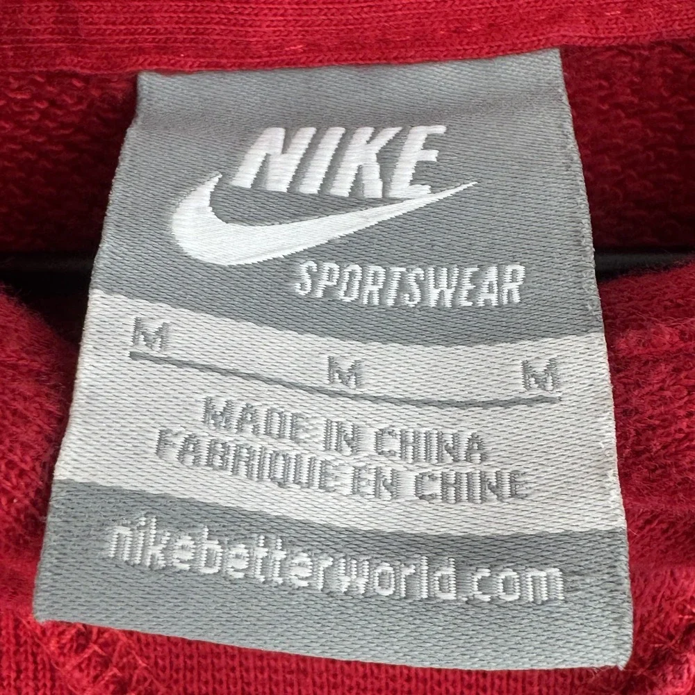 Nike Sportswear Hoodie Womens M Red Tonal Velour Logo Pullover Cotton Swoosh Y2K